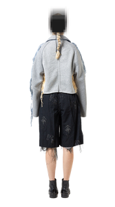 Panelled Raglan Shortie Coat - Grey